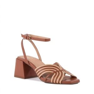 Seychelles Brown Tan Strappy Block Heel Sandals Womans sz 7.5